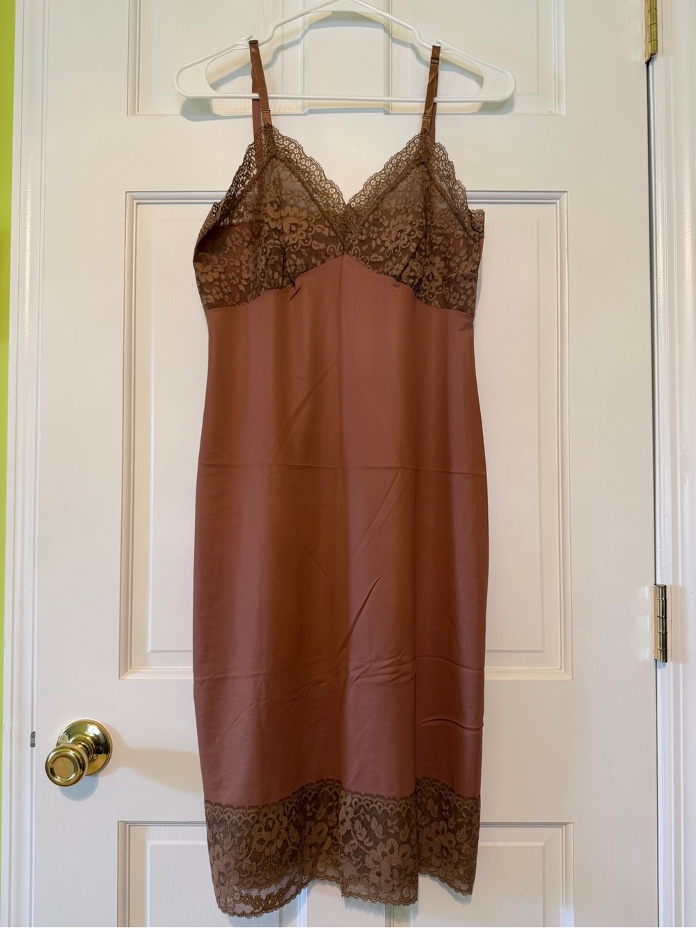 Vintage Van Raalte Lace Trim Slip Dress in Brown